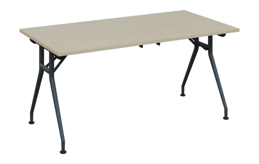 SLV 160 lak skládací jednací stůl 1600x800x750 mm, deska 25 mm, podnož černý lak, deska bříza světlá